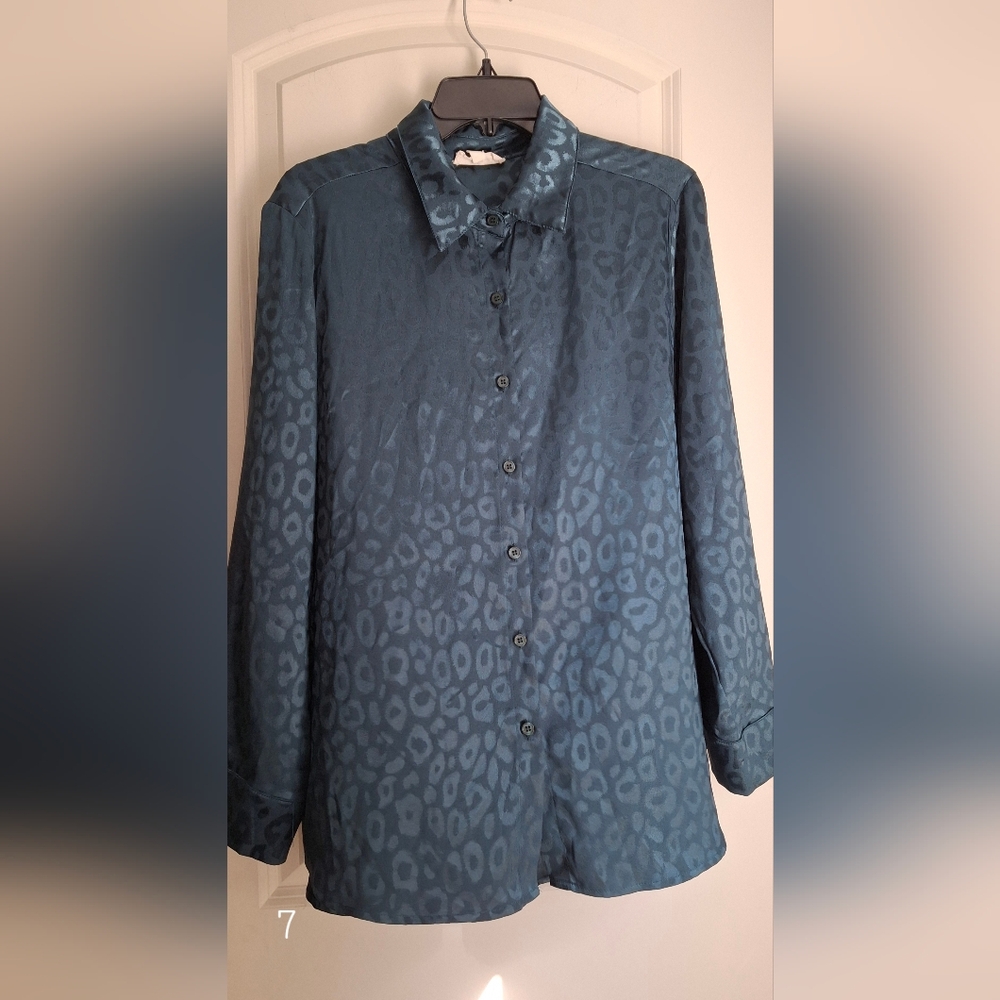 Vanilla bay womens blouse cheetah print oversized size large bussines casual